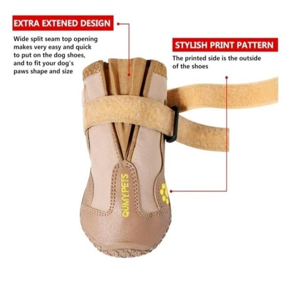 QUMY Dog Shoes for Large Dogs, Medium Dog Boots & Paw Protectors Size 3 - Picture 2 of 5